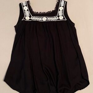 Black and White Embroidered Tank (XS)